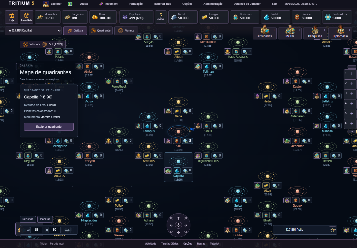 Mapa da galáxia no computador